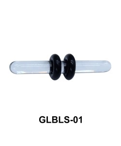 Glass Barbell with Two Black Rubber Ring Outer GLBLS-01